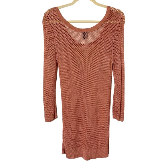 Anne Klein Medium Metallic Salmon Knit Tunic Top or Coverup - Picture 2 of 3